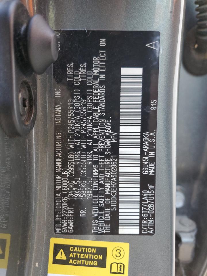 2010 Toyota Highlander Limited VIN: 5TDDK3EH7AS029621 Lot: 84250804