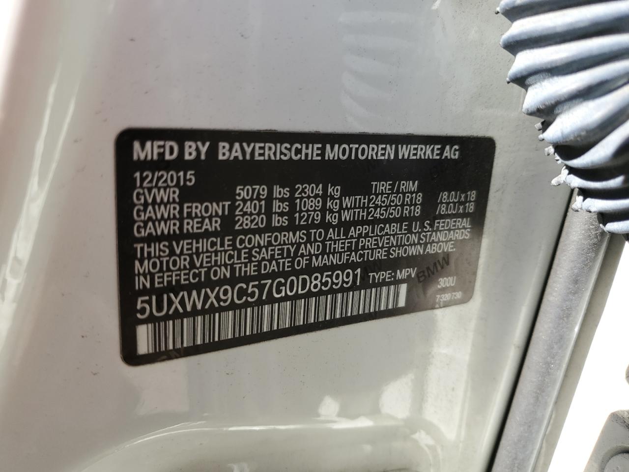 VIN 5UXWX9C57G0D85991 2016 BMW X3 no.13