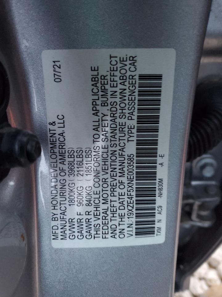 2022 Honda Insight Ex VIN: 19XZE4F5XNE003585 Lot: 80625534