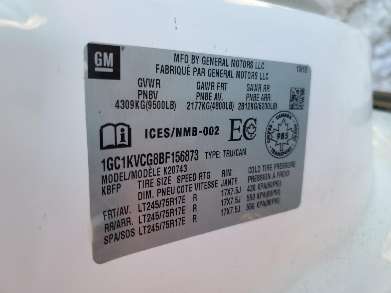 2011 Chevrolet Silverado K2500 Heavy Duty VIN: 1GC1KVCG8BF156873 Lot: 86003704