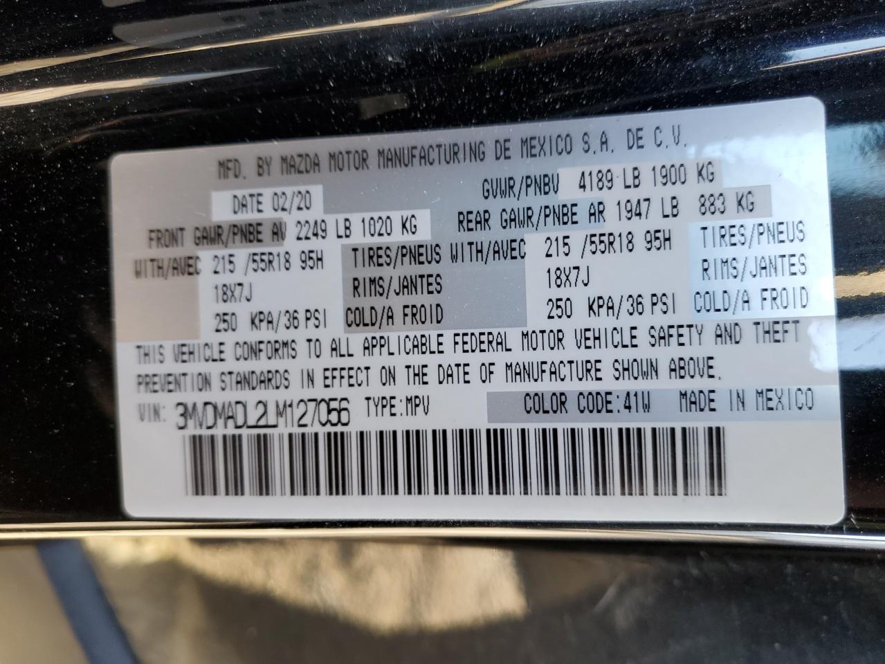 2020 Mazda Cx-30 Preferred VIN: 3MVDMADL2LM127056 Lot: 84870264