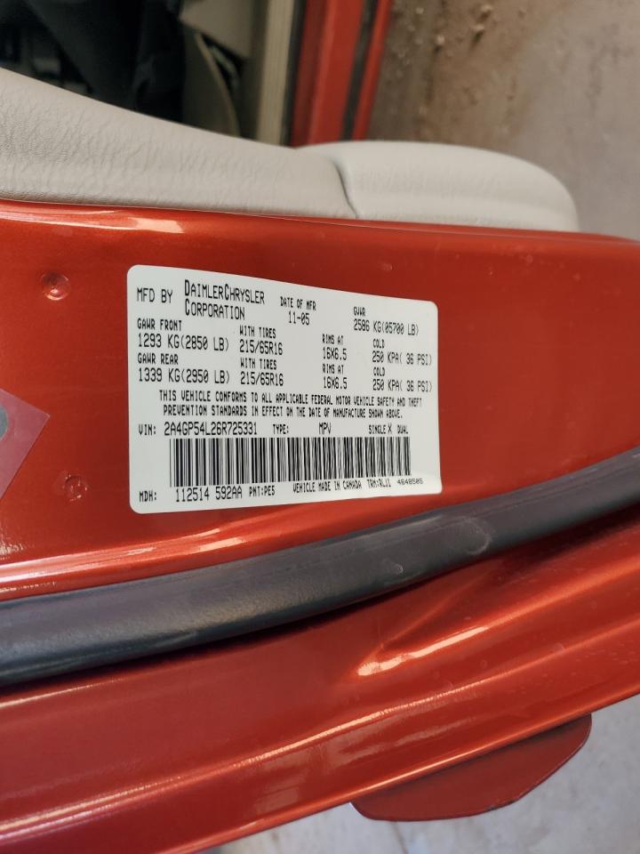 2006 Chrysler Town & Country Touring VIN: 2A4GP54L26R725331 Lot: 86655624