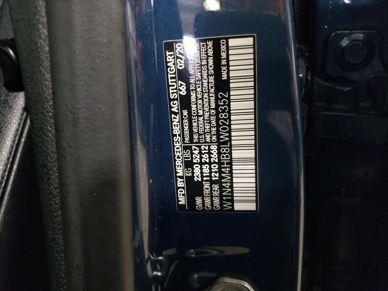 2020 Mercedes-Benz Glb 250 4M VIN: W1N4M4HB8LW028352 Lot: 85314644
