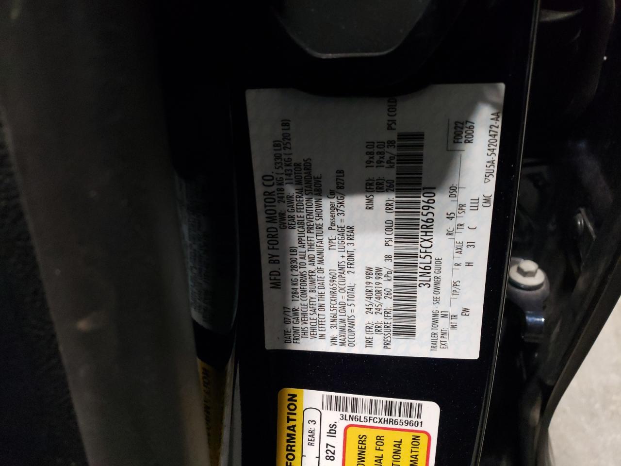 2017 Lincoln Mkz Reserve VIN: 3LN6L5FCXHR659601 Lot: 85606424