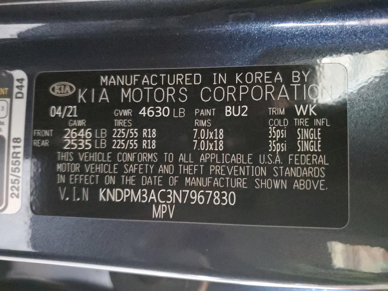 VIN KNDPM3AC3N7967830 2022 KIA SPORTAGE no.12