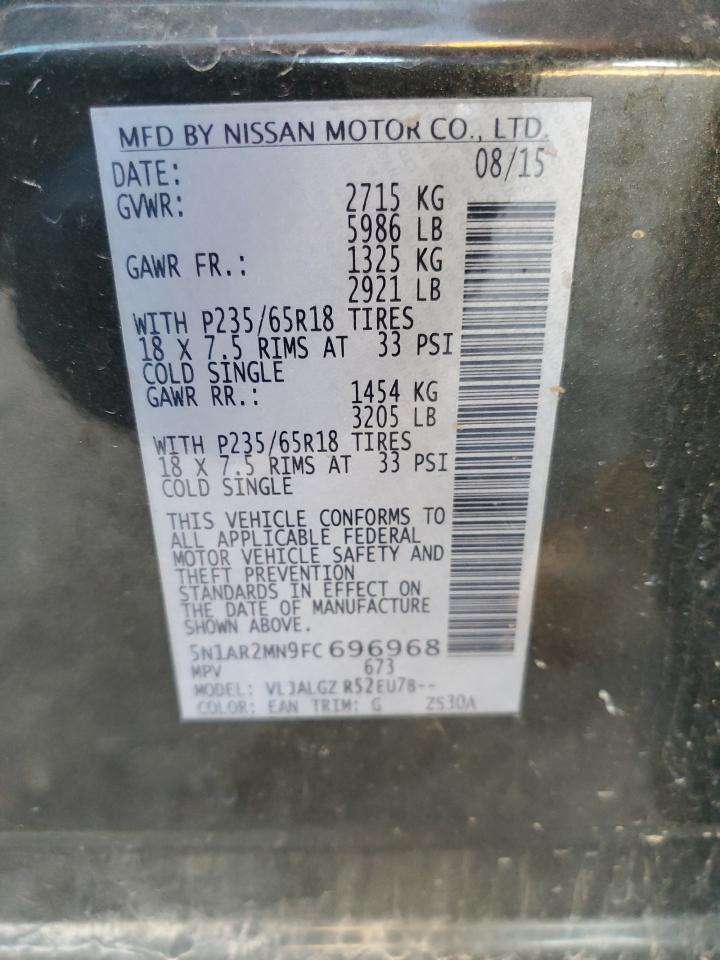2015 Nissan Pathfinder S VIN: 5N1AR2MN9FC696968 Lot: 87075864