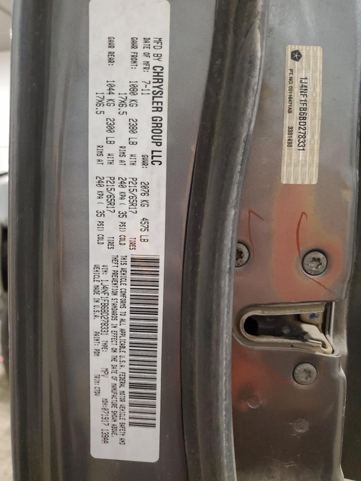 2011 Jeep Compass Sport VIN: 1J4NF1FB6BD278331 Lot: 85046464