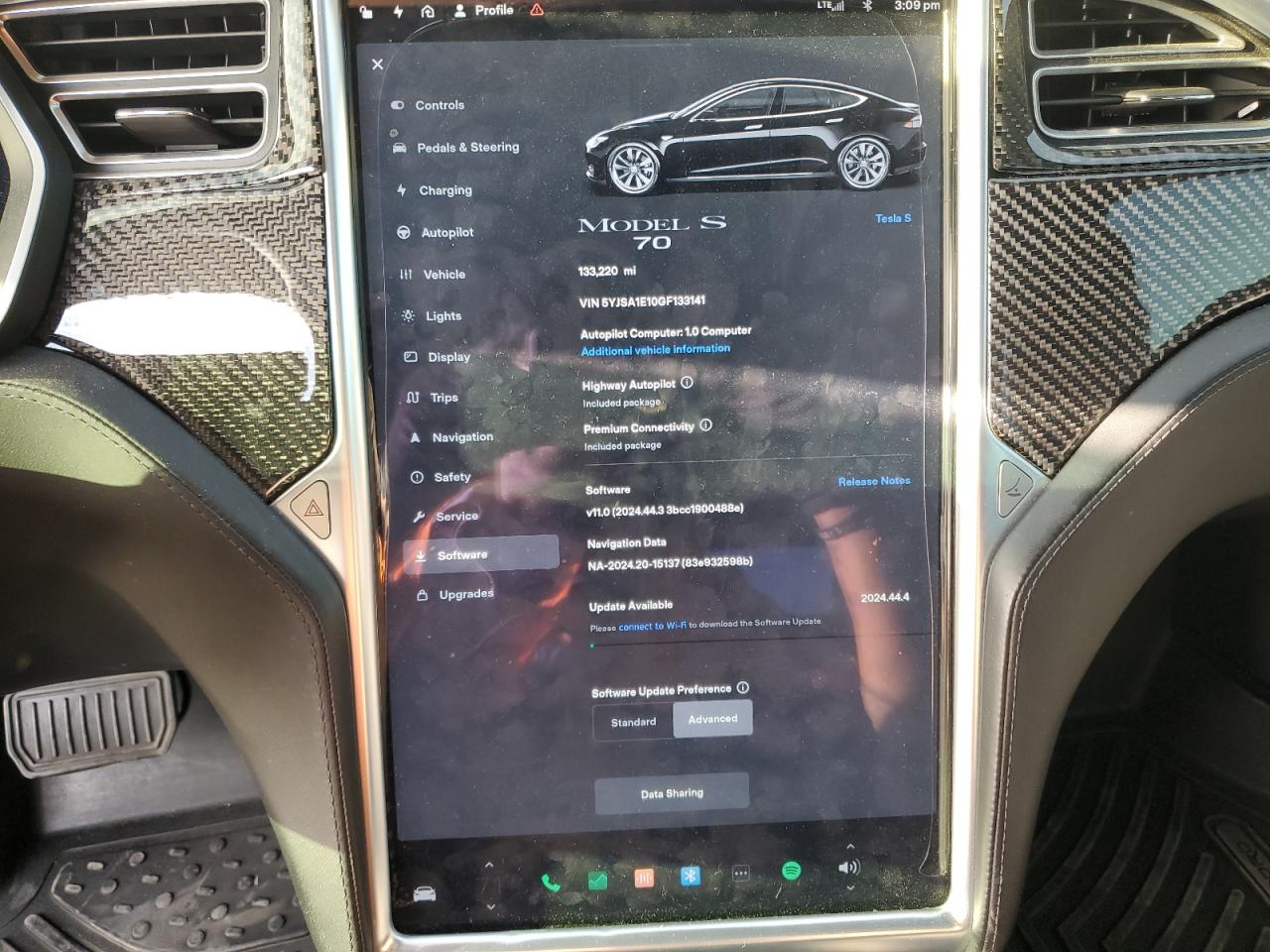 VIN 5YJSA1E10GF133141 2016 TESLA MODEL S no.9