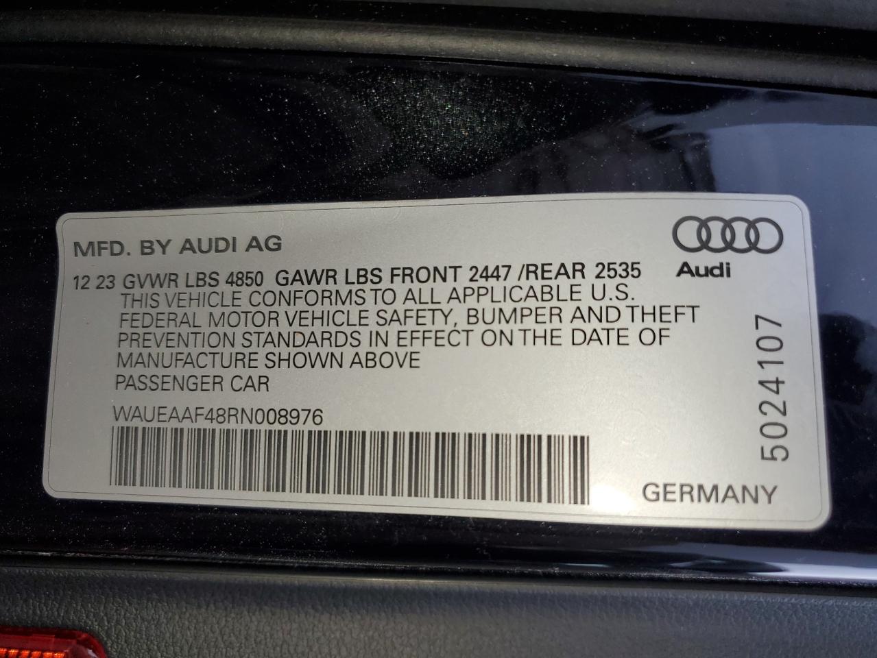 VIN WAUEAAF48RN008976 2024 AUDI A4 no.12