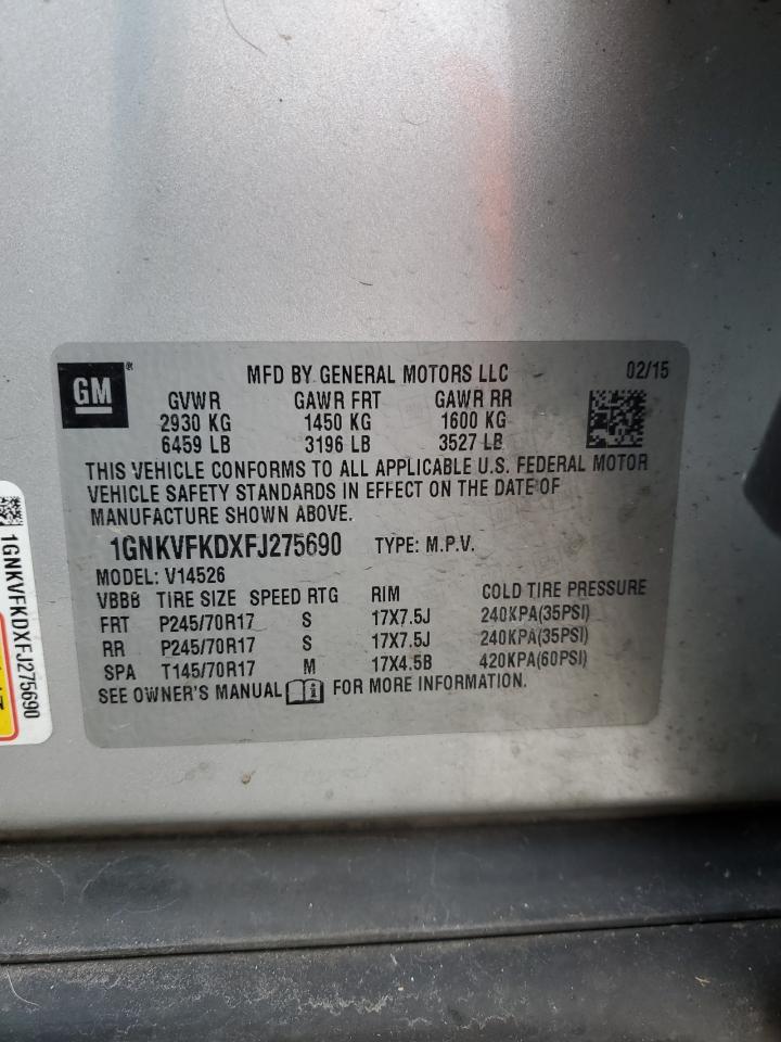 2015 Chevrolet Traverse Ls VIN: 1GNKVFKDXFJ275690 Lot: 82496224