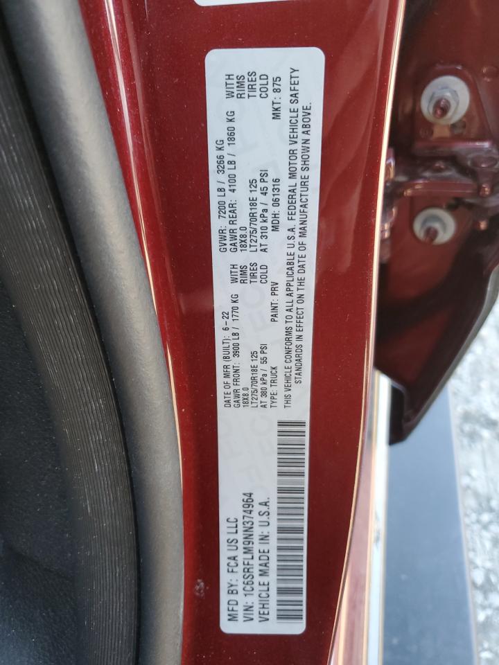 2022 Ram 1500 Rebel VIN: 1C6SRFLM9NN374964 Lot: 83390654