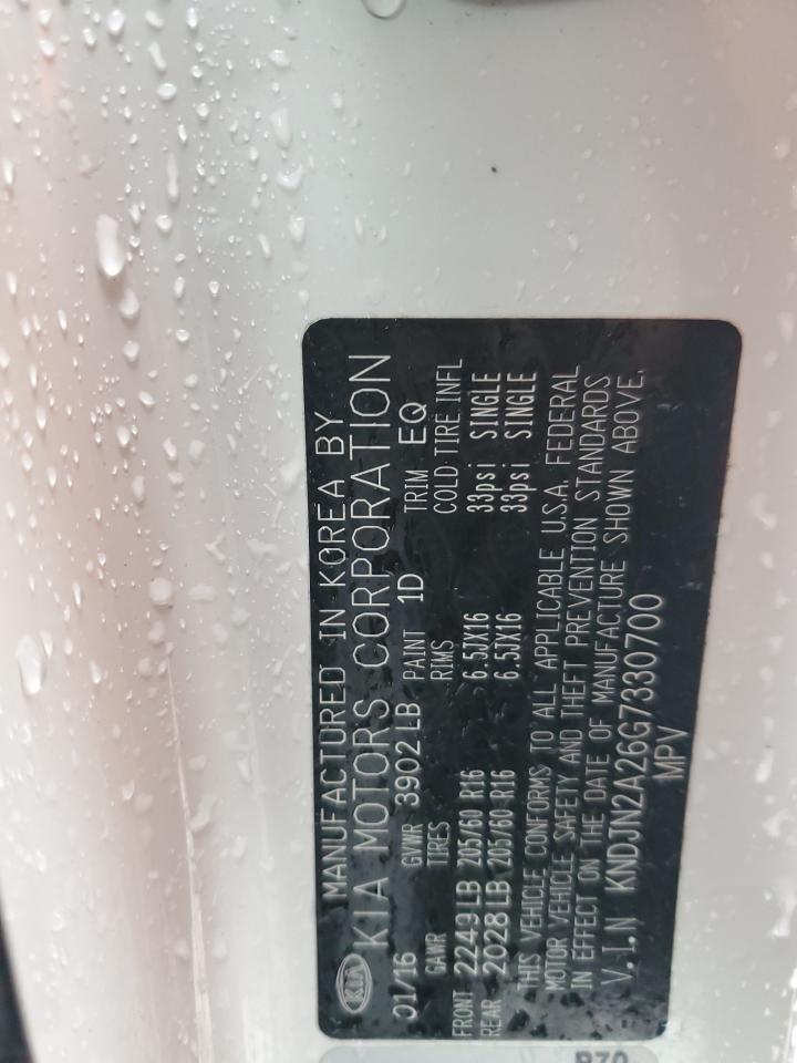 2016 Kia Soul VIN: KNDJN2A26G7330700 Lot: 85022394