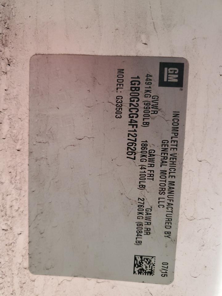 2015 Chevrolet Express G3500 VIN: 1GB0G2CG4F1276267 Lot: 85603594