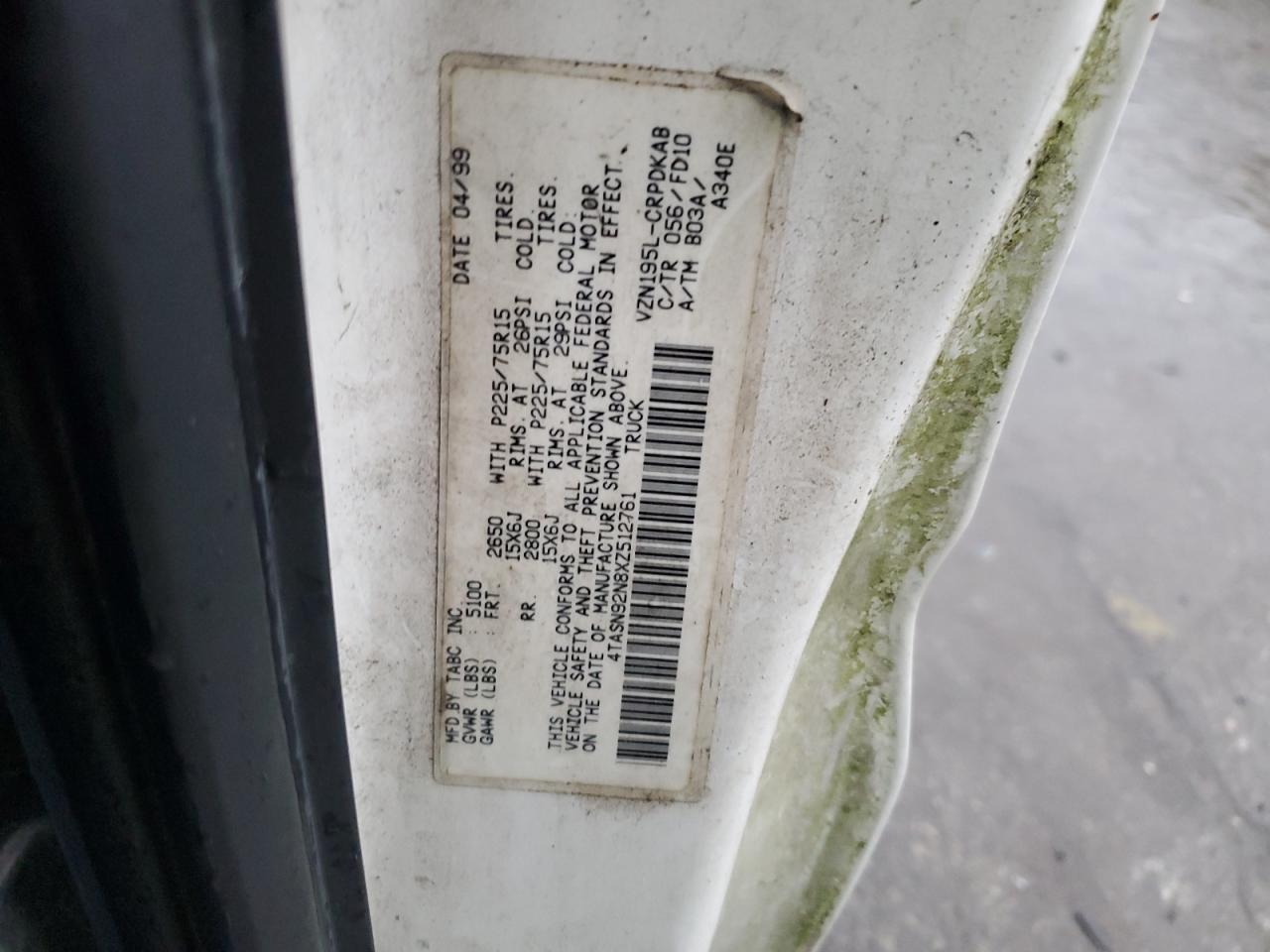 1999 Toyota Tacoma Xtracab Prerunner VIN: 4TASN92N8XZ512761 Lot: 85146724