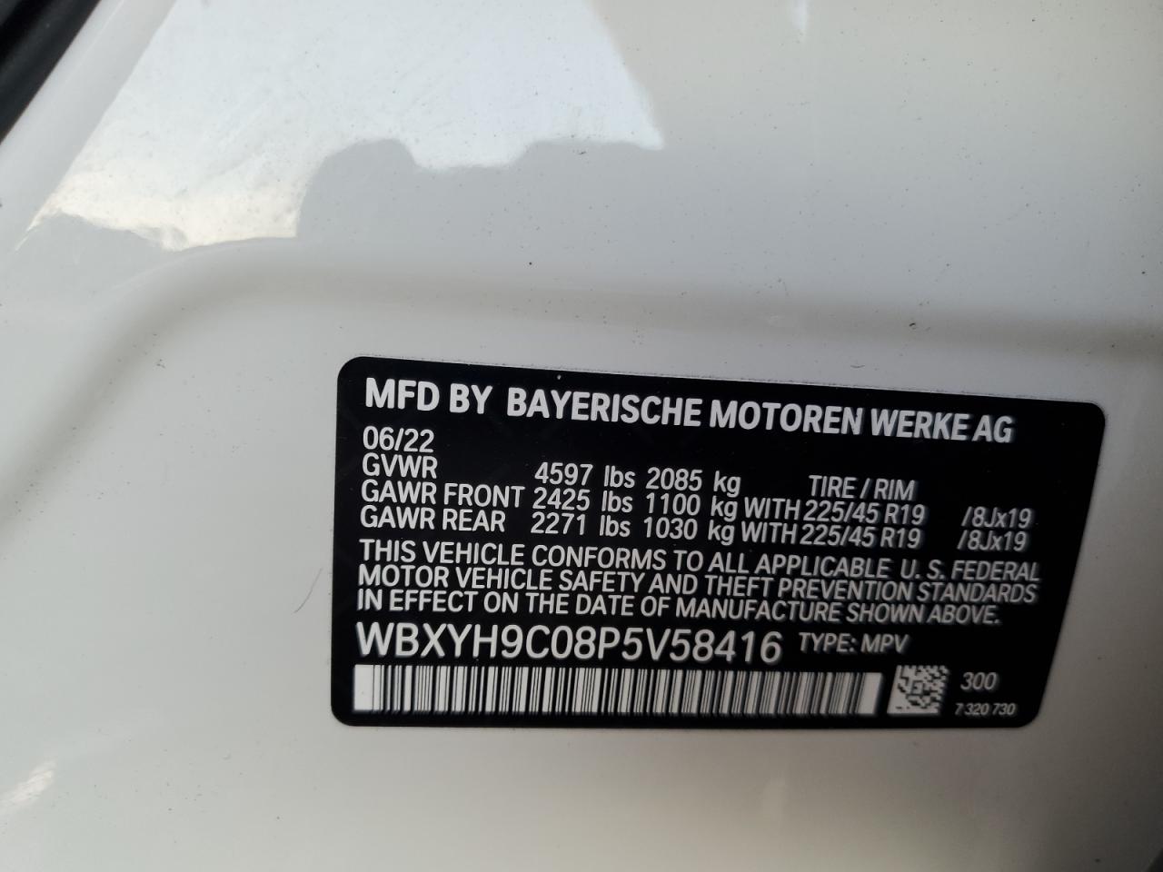 VIN WBXYH9C08P5V58416 2023 BMW X2 no.13