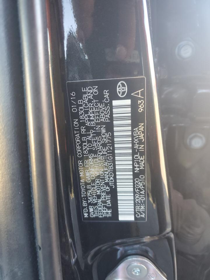 VIN JTDKDTB31G1121775 2016 TOYOTA PRIUS no.12