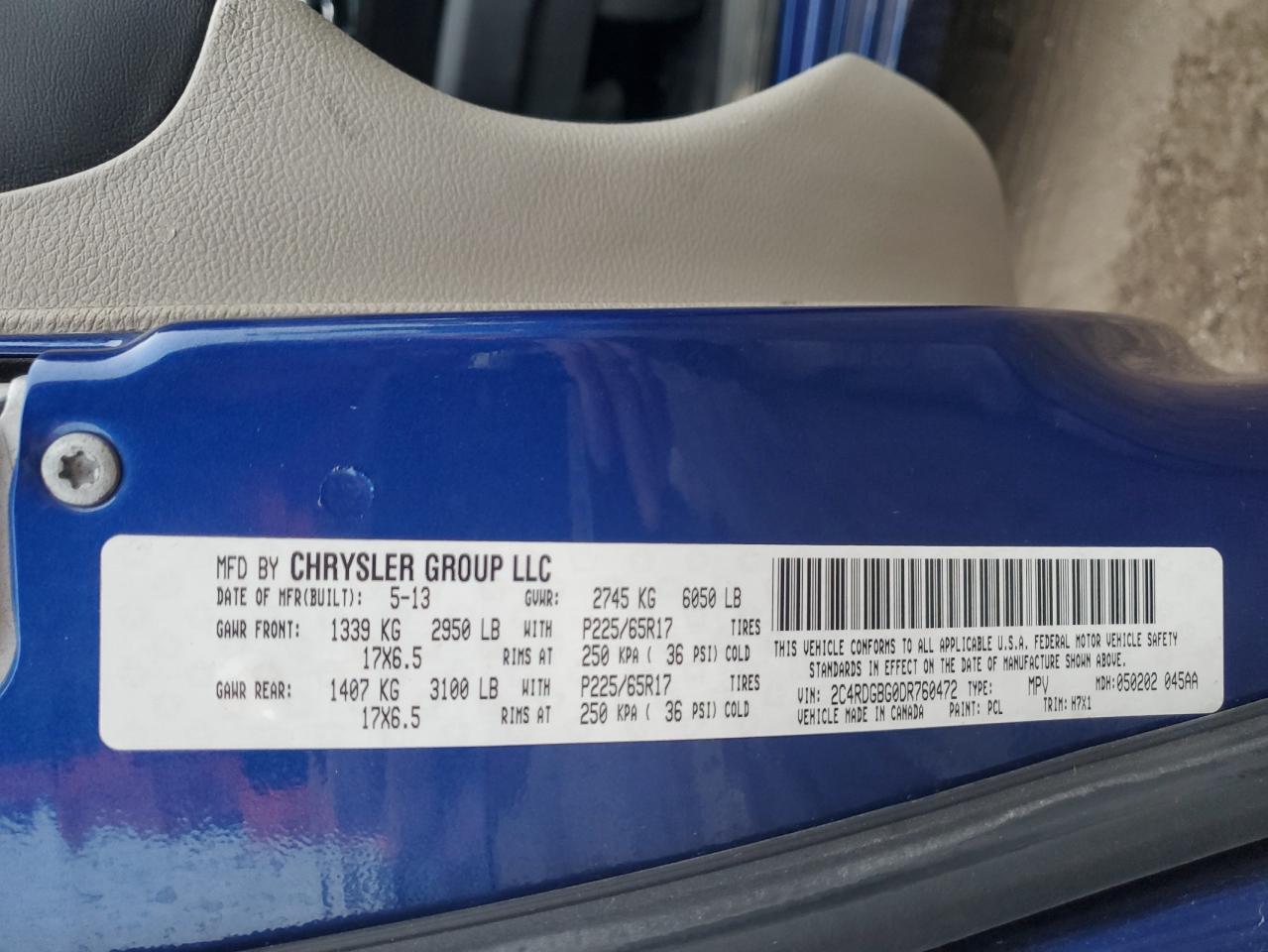 2013 Dodge Grand Caravan Se VIN: 2C4RDGBG0DR760472 Lot: 83326764