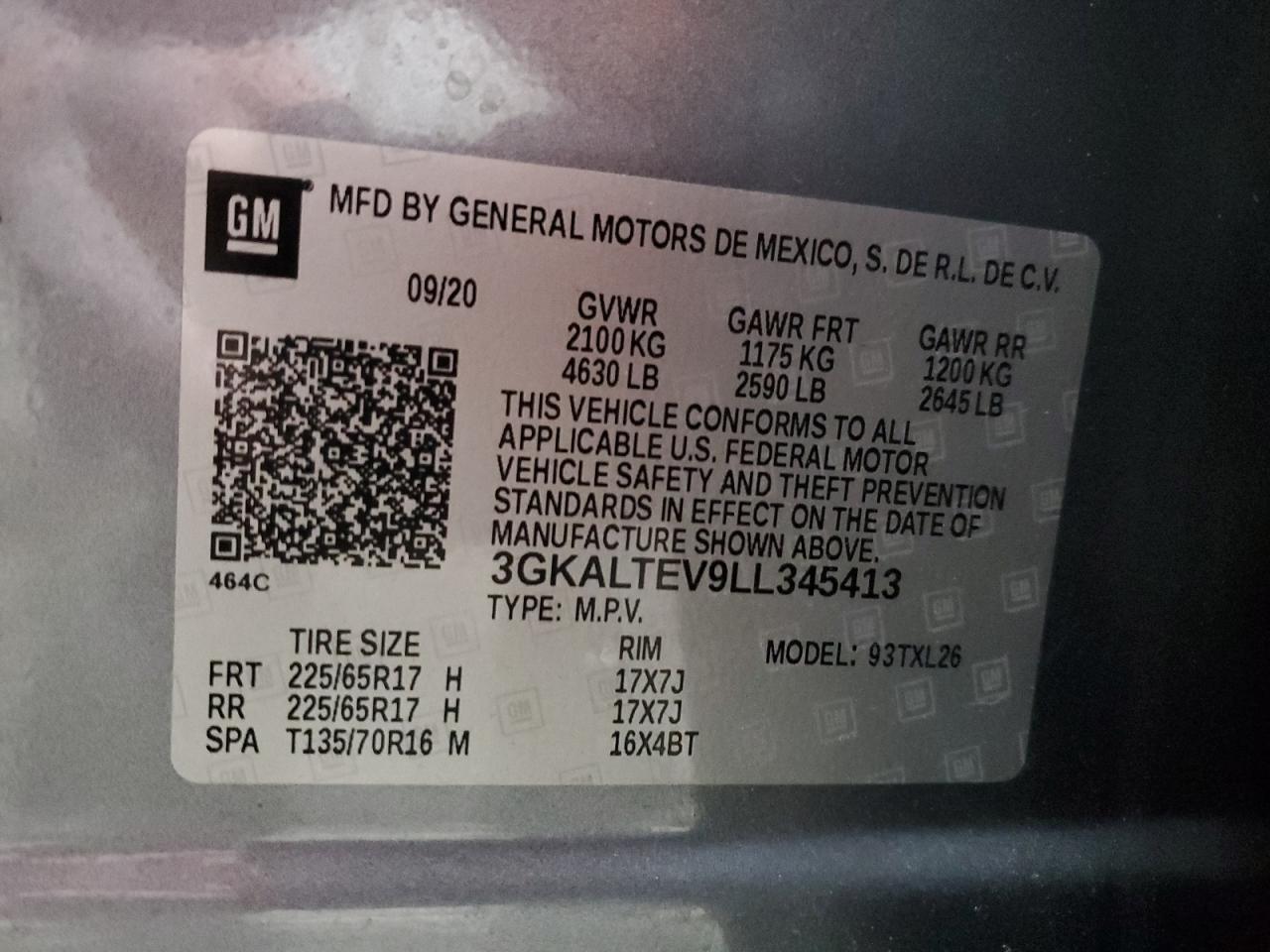 VIN 3GKALTEV9LL345413 2020 GMC TERRAIN no.13