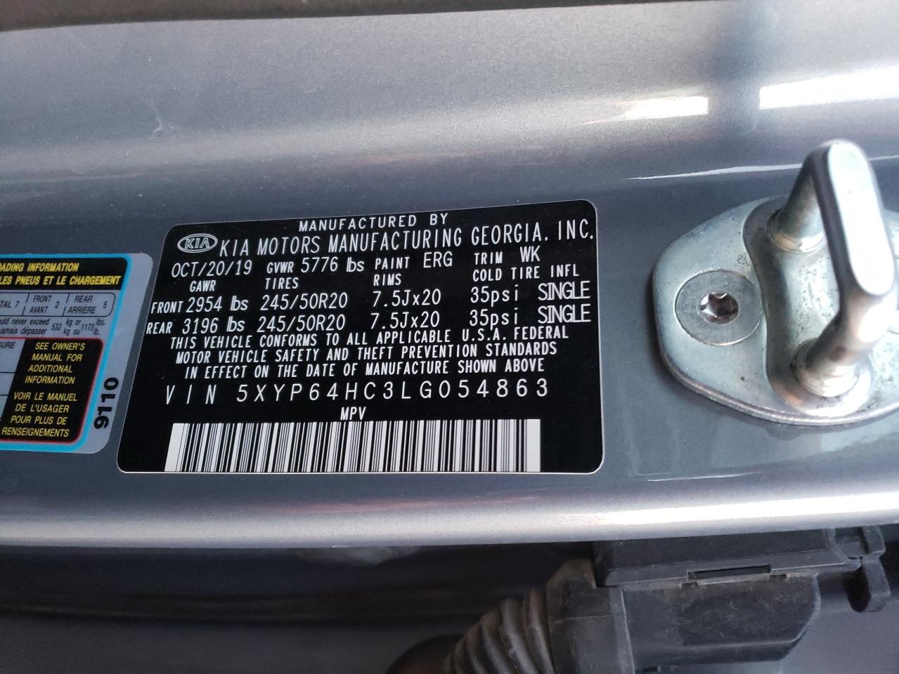 2020 Kia Telluride S VIN: 5XYP64HC3LG054863 Lot: 84088934