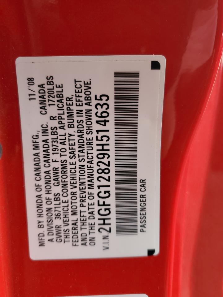 2009 Honda Civic Ex VIN: 2HGFG12829H514635 Lot: 81871674