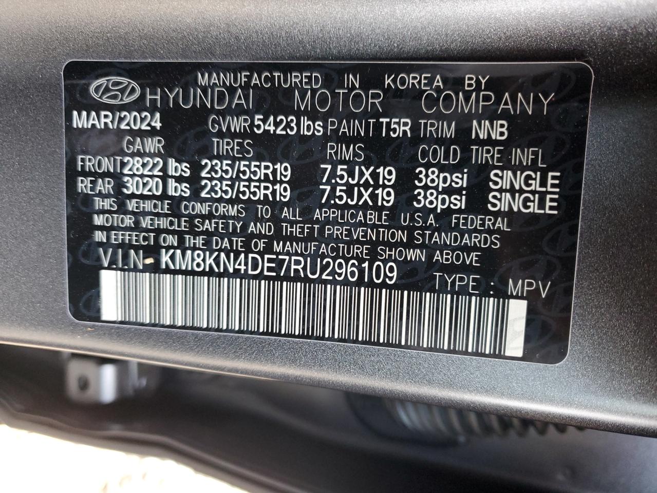 2024 Hyundai Ioniq 5 Sel VIN: KM8KN4DE7RU296109 Lot: 83876694