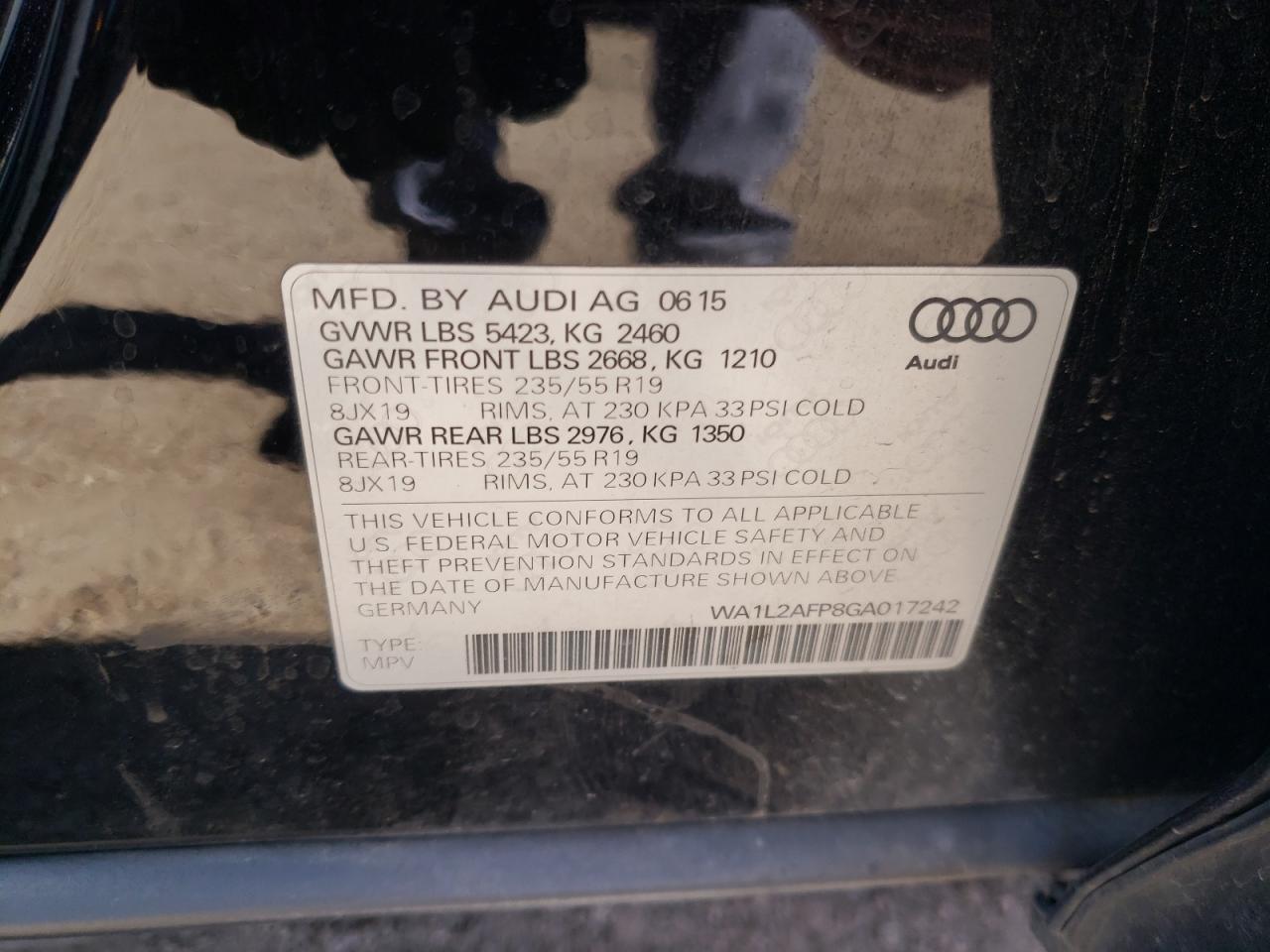 VIN WA1L2AFP8GA017242 2016 AUDI Q5 no.13