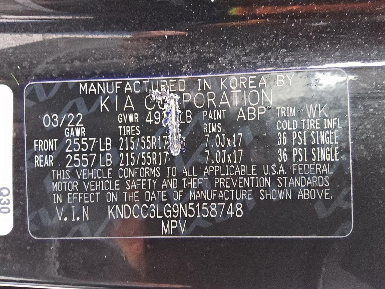 2022 Kia Niro S VIN: KNDCC3LG9N5158748 Lot: 84680714