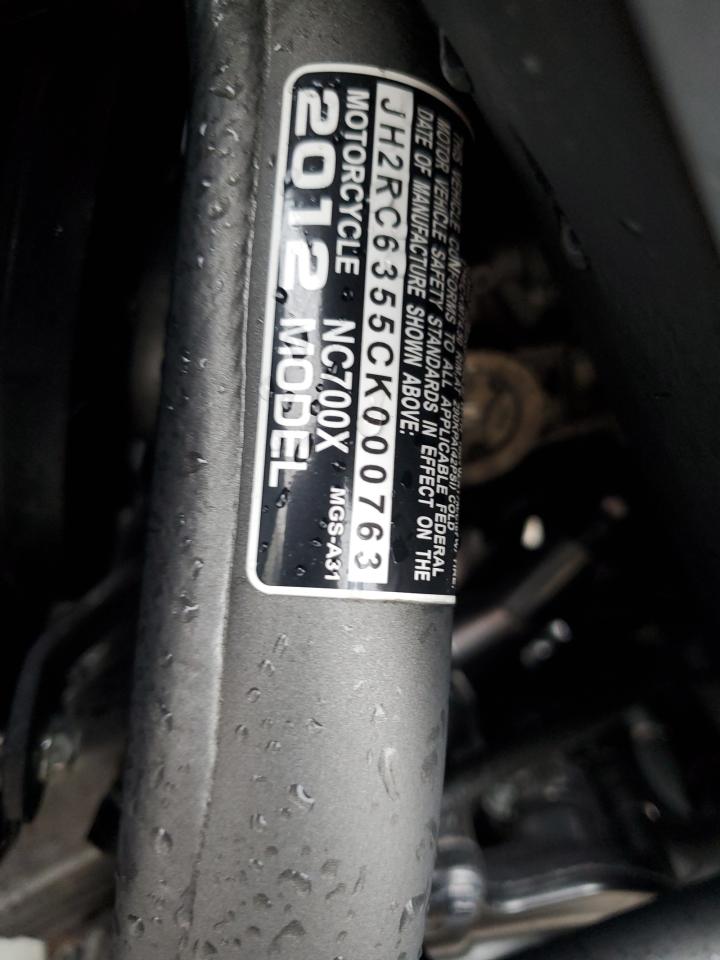 2012 Honda Nc700X VIN: JH2RC6355CK000763 Lot: 83636174