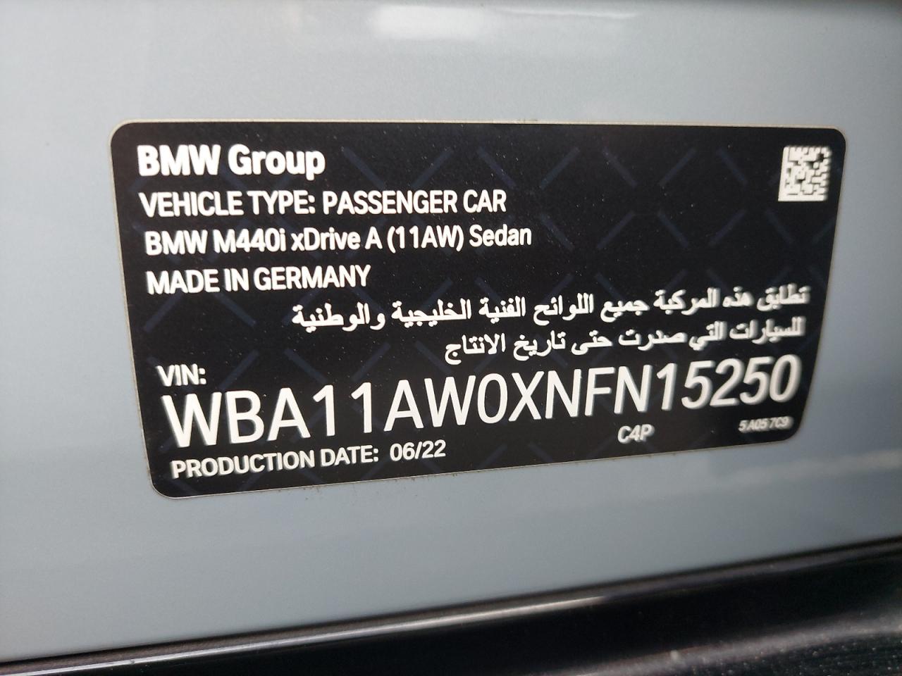 WBA11AW0XNFN15250 - 2022 Bmw 440 - #undefined