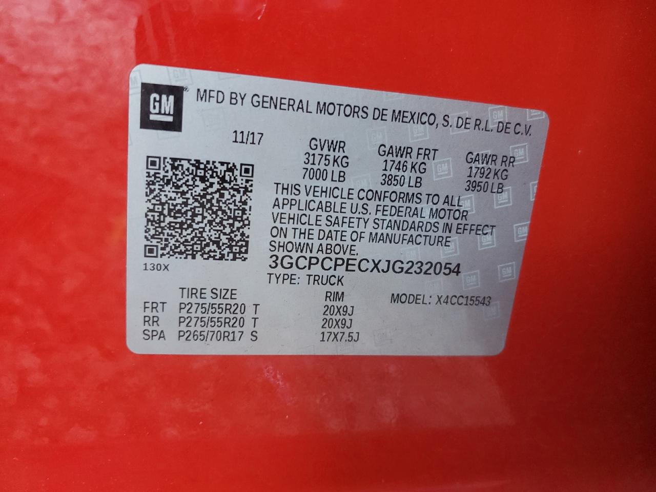 VIN 3GCPCPECXJG232054 2018 CHEVROLET ALL Models no.12