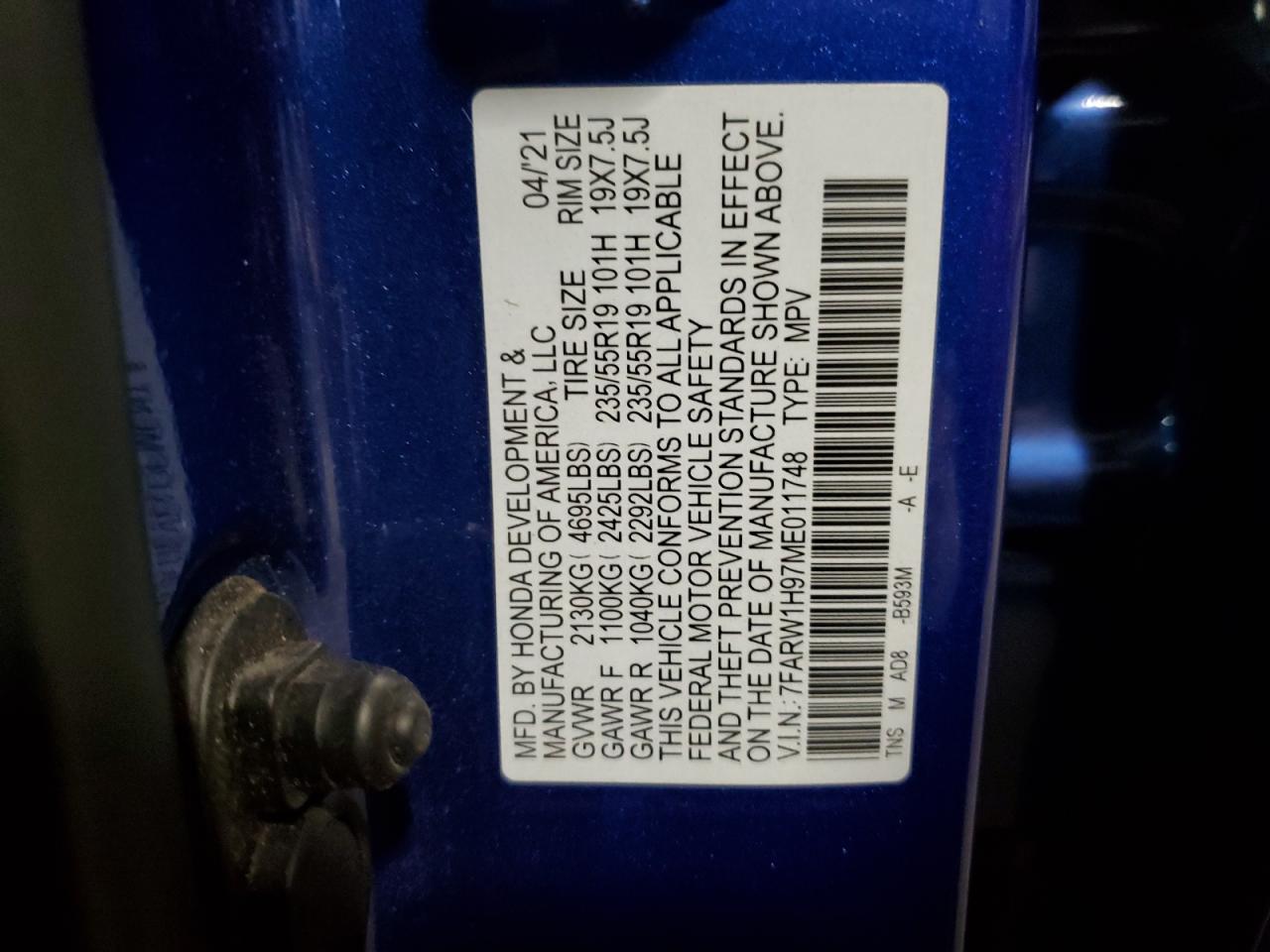 2021 Honda Cr-V Touring VIN: 7FARW1H97ME011748 Lot: 83157714