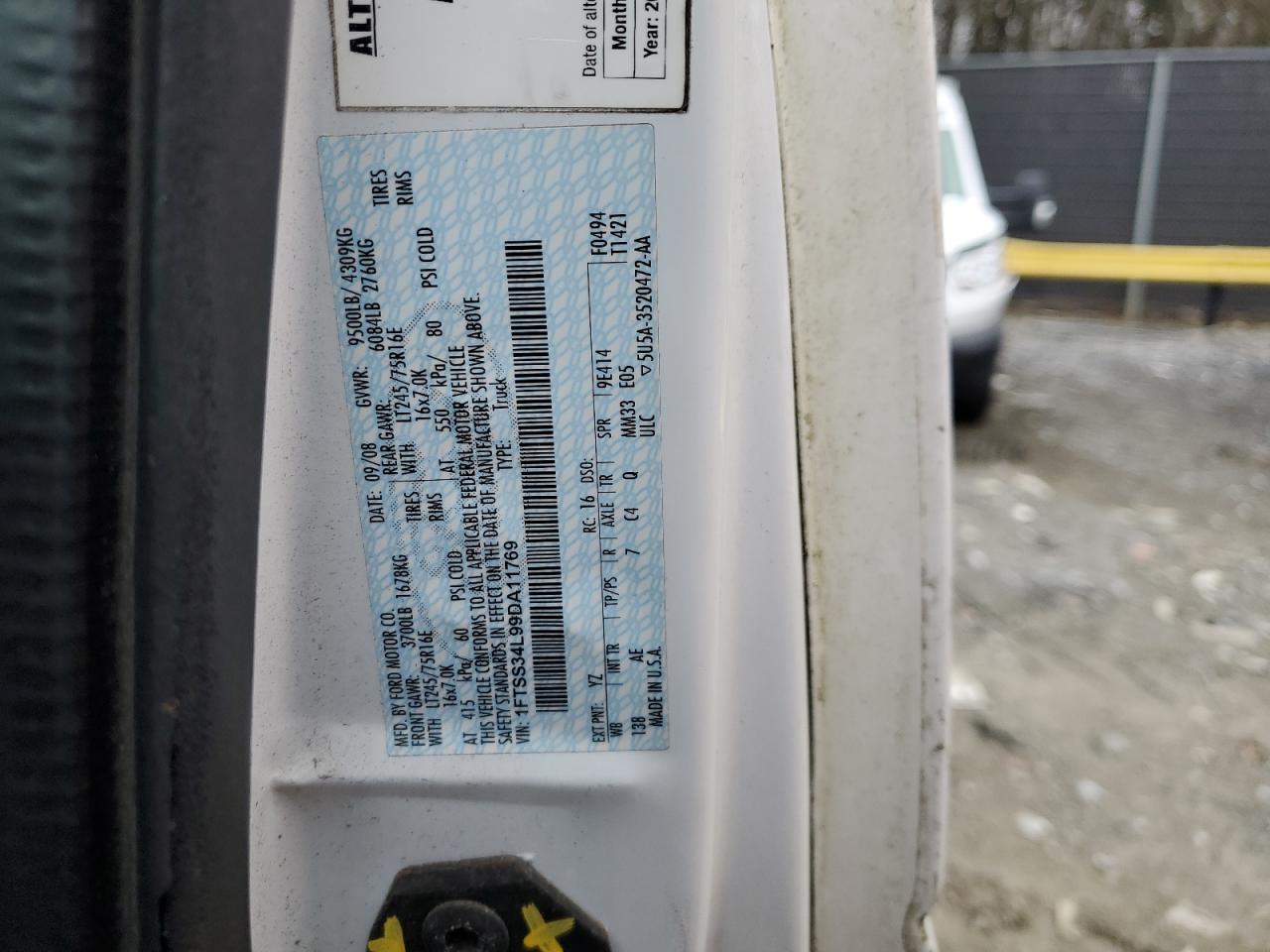 2009 Ford Econoline E350 Super Duty Van VIN: 1FTSS34L99DA11769 Lot: 86767264