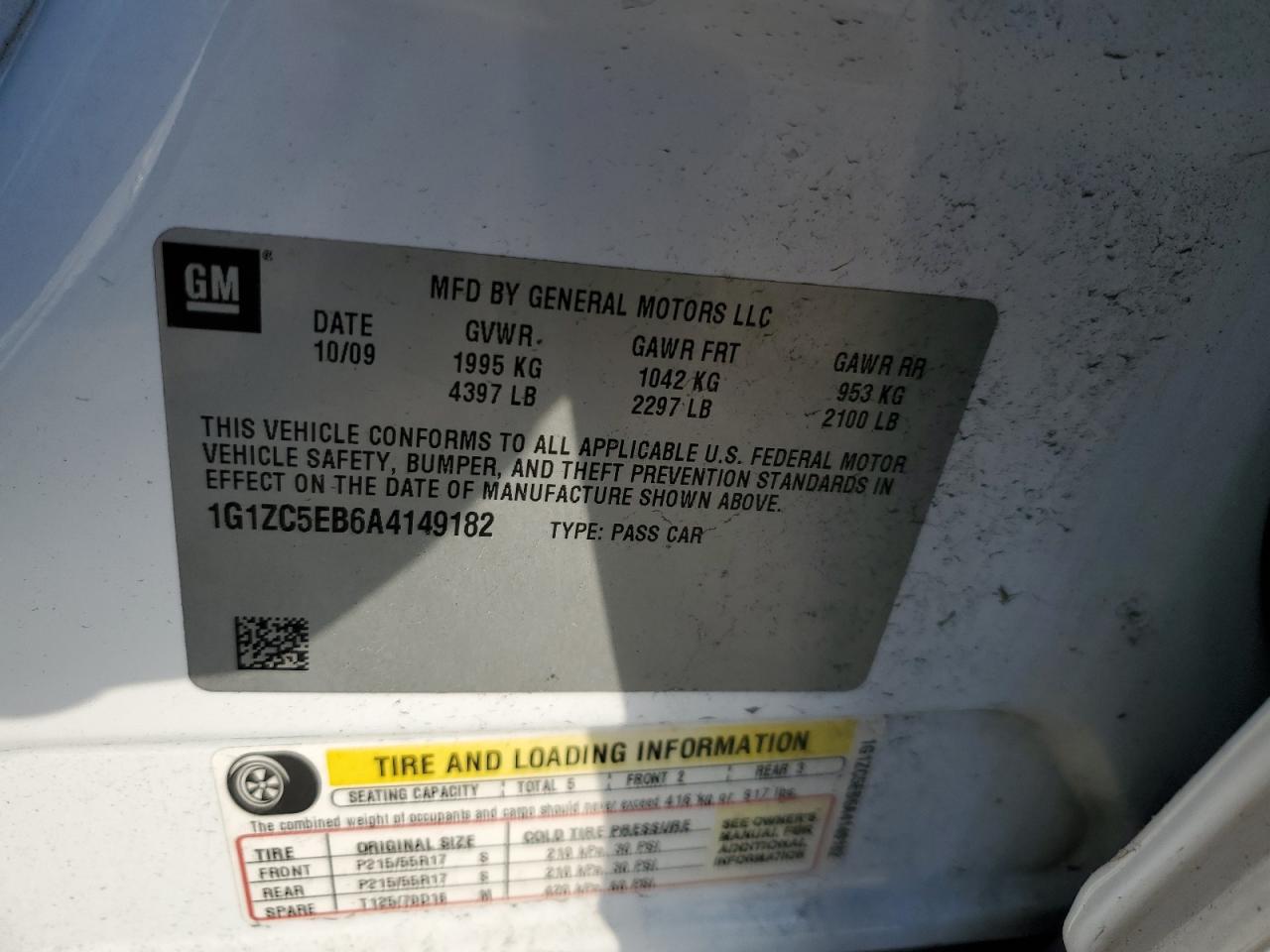 2010 Chevrolet Malibu 1Lt VIN: 1G1ZC5EB6A4149182 Lot: 85725234