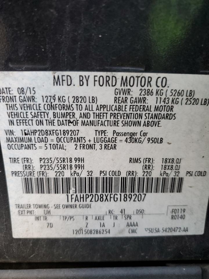 VIN 1FAHP2D8XFG189207 2015 FORD TAURUS no.12