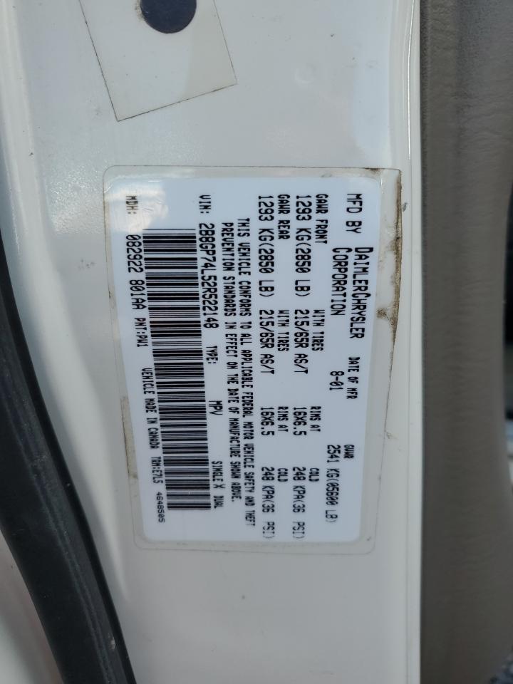 2002 Dodge Grand Caravan Ex VIN: 2B8GP74L52R522148 Lot: 43284845