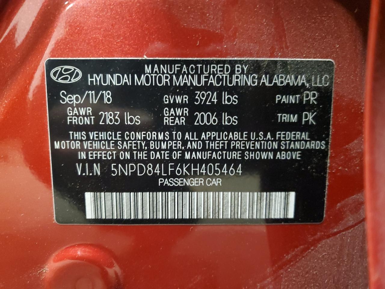 VIN 5NPD84LF6KH405464 2019 HYUNDAI ELANTRA no.13