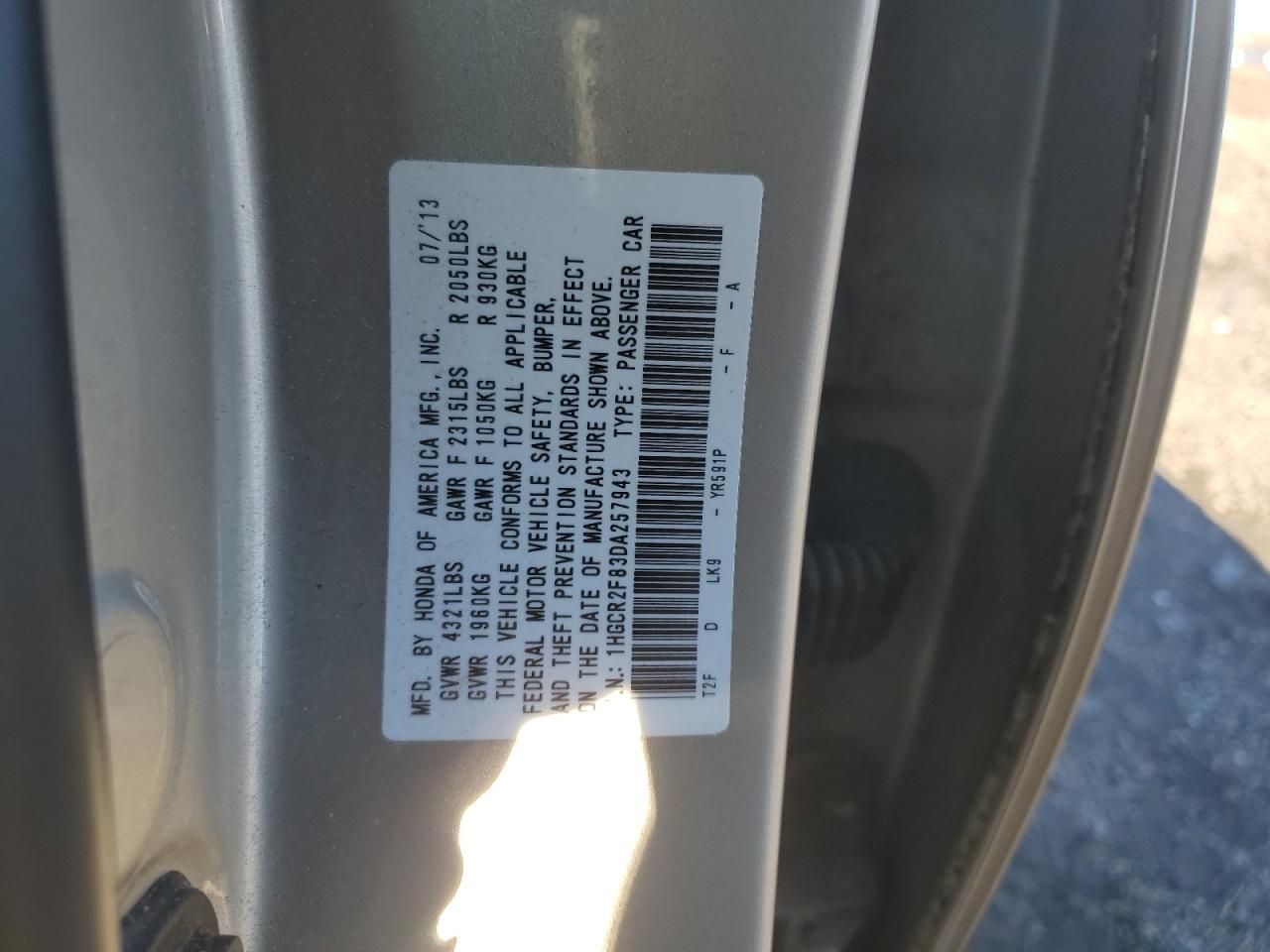 VIN 1HGCR2F83DA257943 2013 HONDA ACCORD no.12