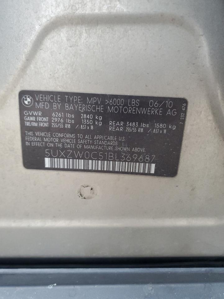 2011 BMW X5 xDrive35D VIN: 5UXZW0C51BL369687 Lot: 86584184