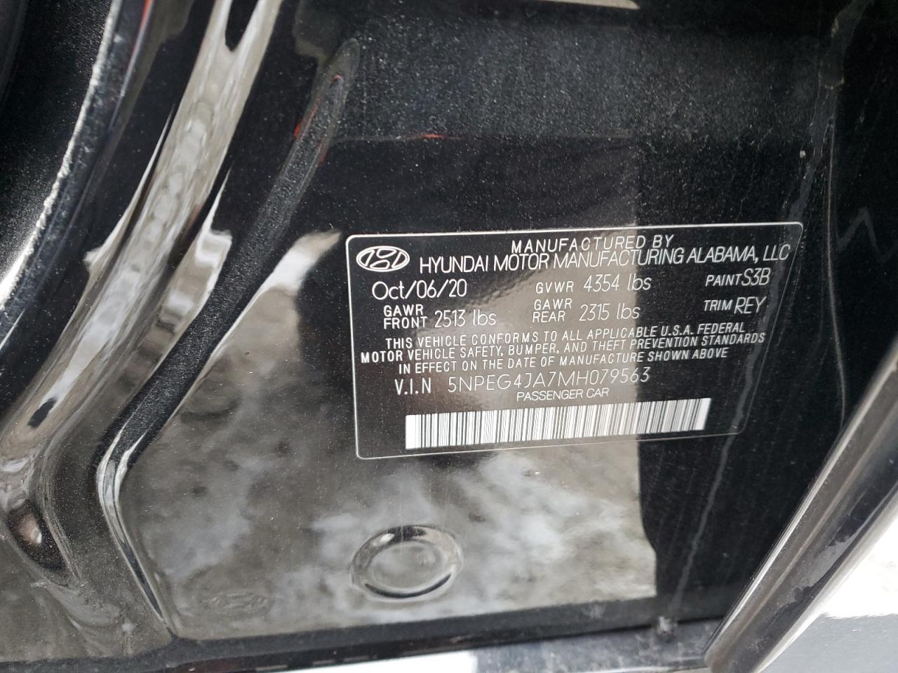 VIN 5NPEG4JA7MH079563 2021 HYUNDAI SONATA no.12