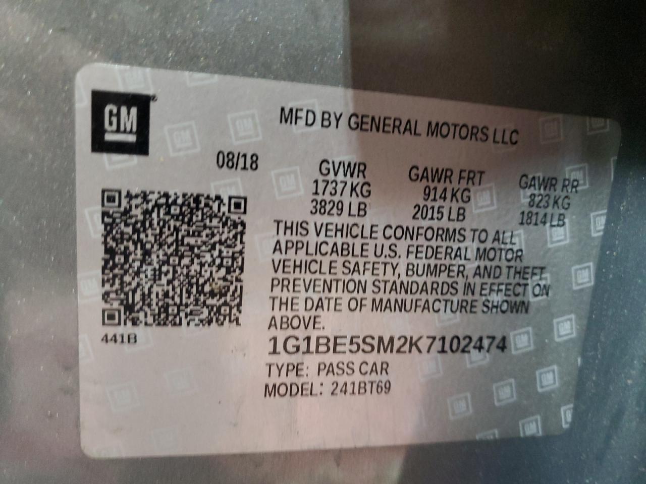 VIN 1G1BE5SM2K7102474 2019 CHEVROLET CRUZE no.13