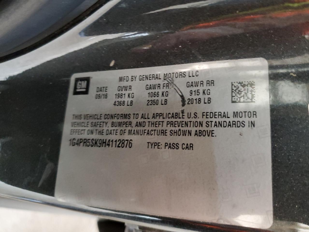 VIN 1G4PR5SK9H4112876 2017 BUICK VERANO no.12