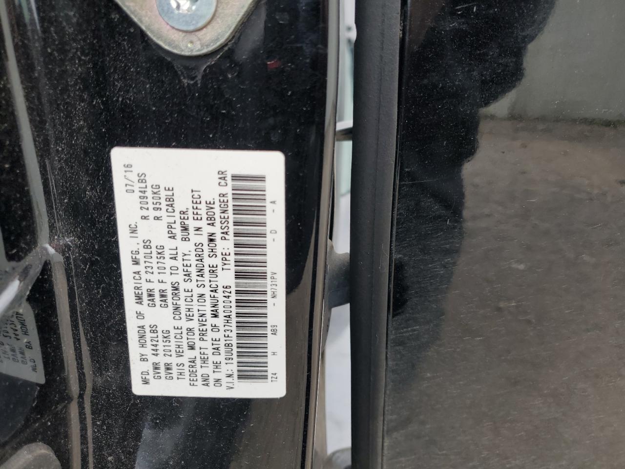 2017 Acura Tlx VIN: 19UUB1F37HA000426 Lot: 84286674