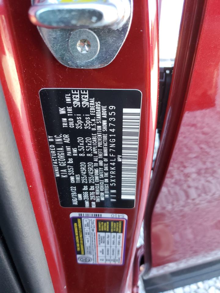 2022 Kia Sorento Sx VIN: 5XYRK4LF7NG147359 Lot: 82961054