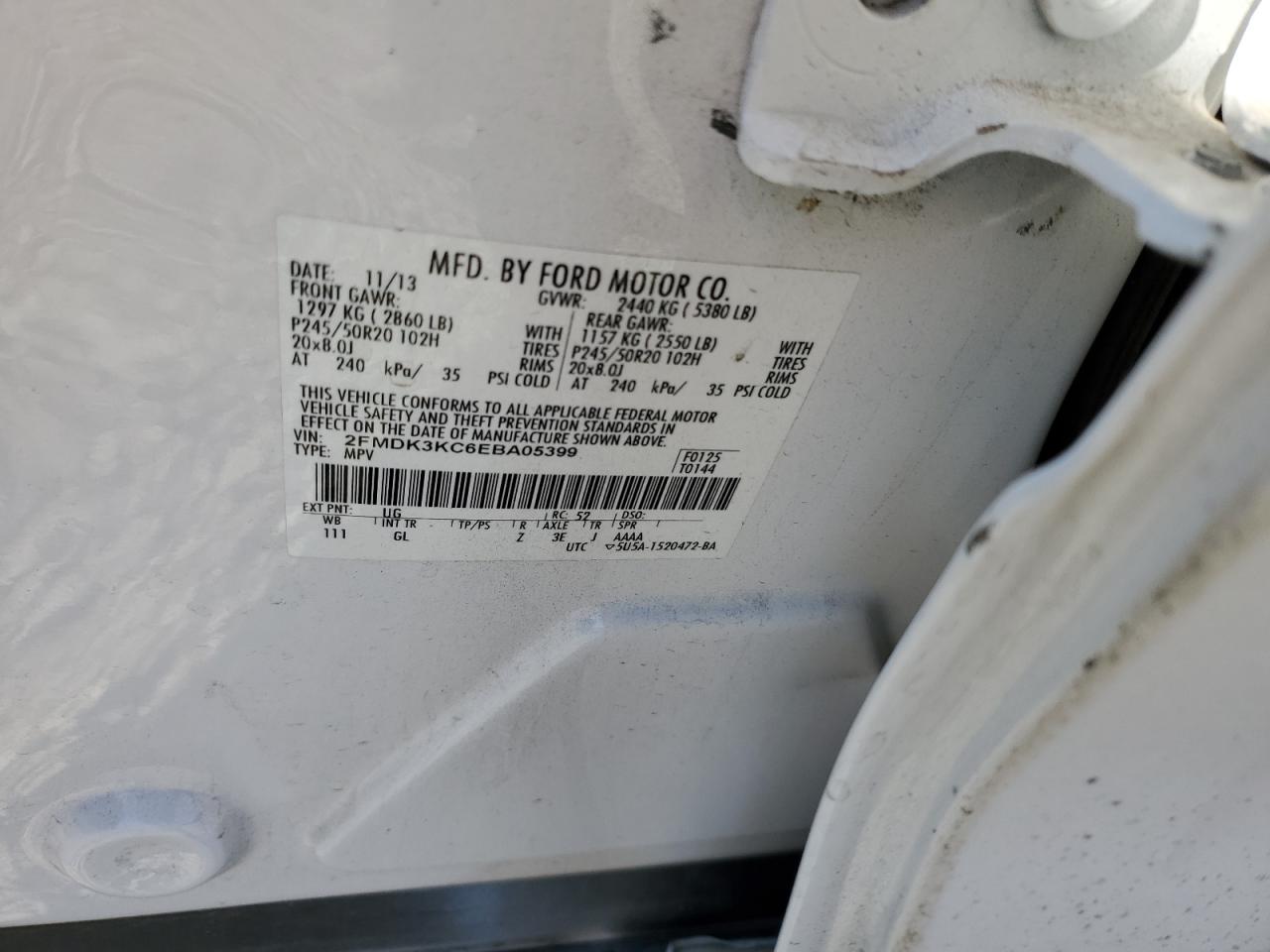 2014 Ford Edge Limited VIN: 2FMDK3KC6EBA05399 Lot: 82223694