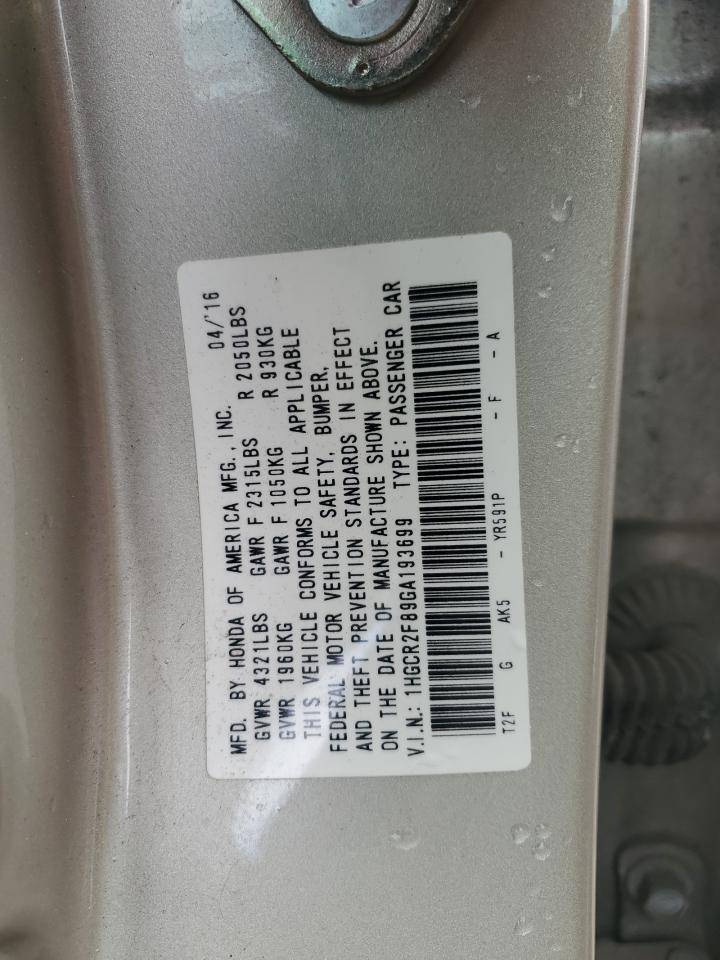 VIN 1HGCR2F89GA193699 2016 HONDA ACCORD no.12