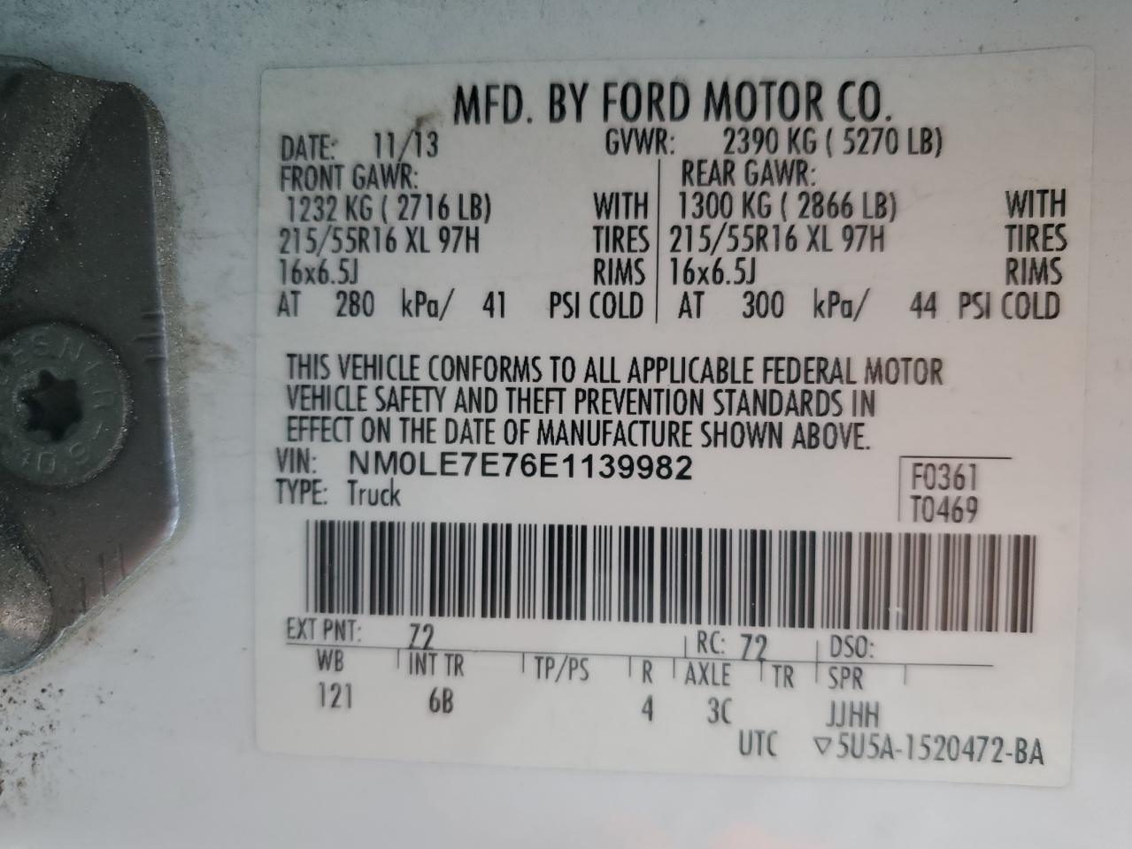 VIN NM0LE7E76E1139982 2014 FORD TRANSIT no.13