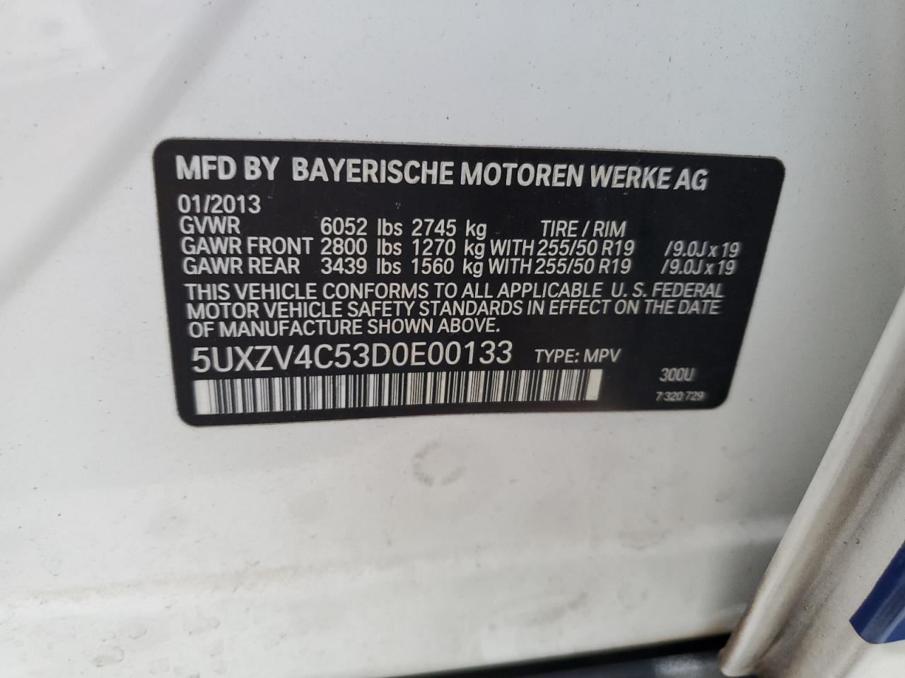 VIN 5UXZV4C53D0E00133 2013 BMW X5 no.12