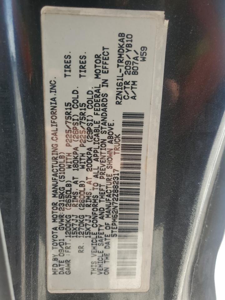 2002 Toyota Tacoma VIN: 5TEPM62N72Z882317 Lot: 82599204