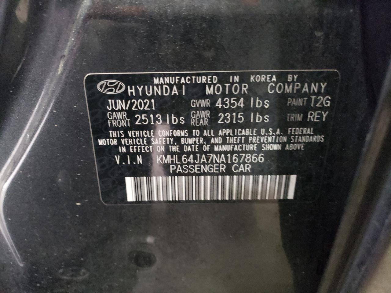 VIN KMHL64JA7NA167866 2022 HYUNDAI SONATA no.12