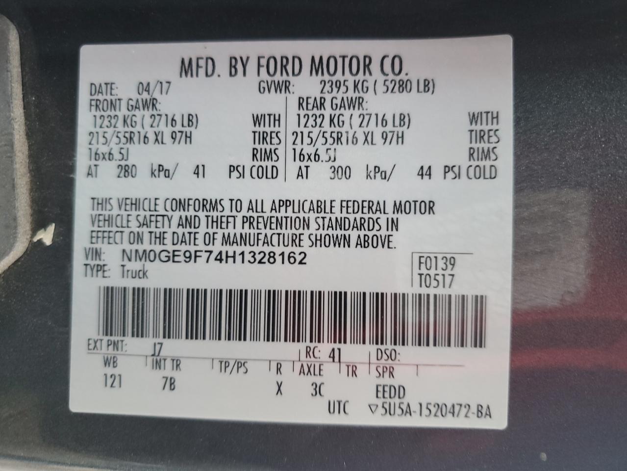 2017 Ford Transit Connect Xlt VIN: NM0GE9F74H1328162 Lot: 84891274